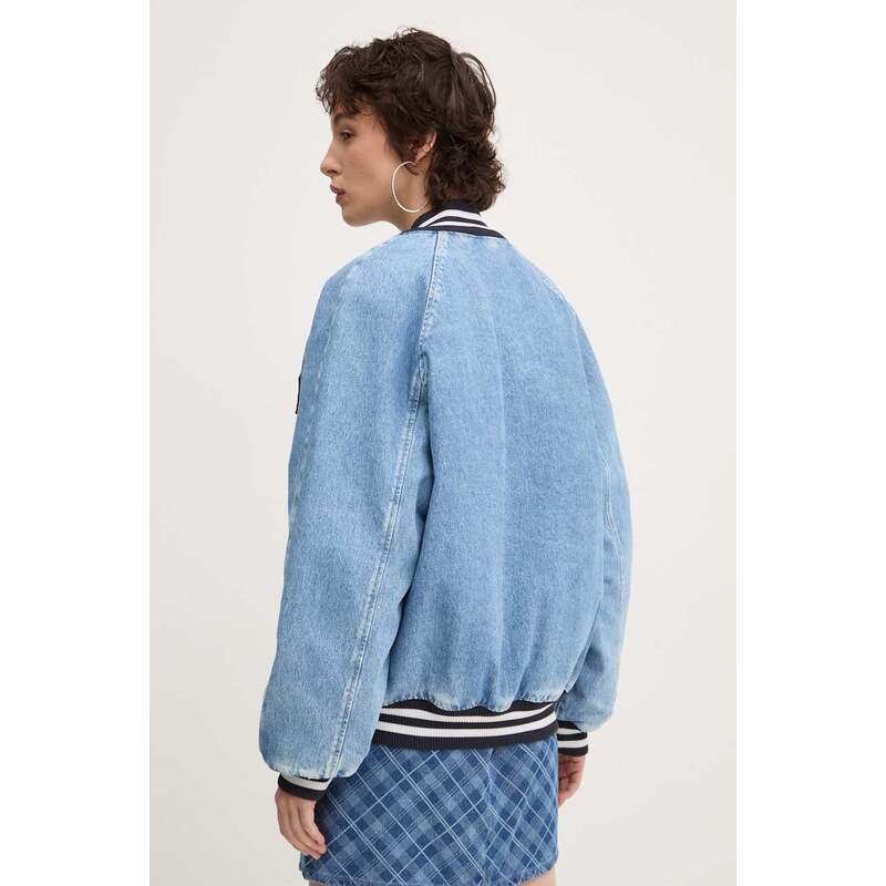 Džínsová bomber bunda Tommy Jeans prechodná, DW0DW18202