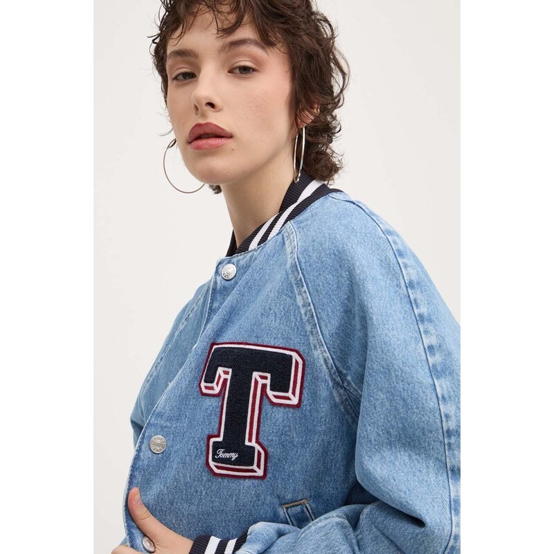 Džínsová bomber bunda Tommy Jeans prechodná, DW0DW18202