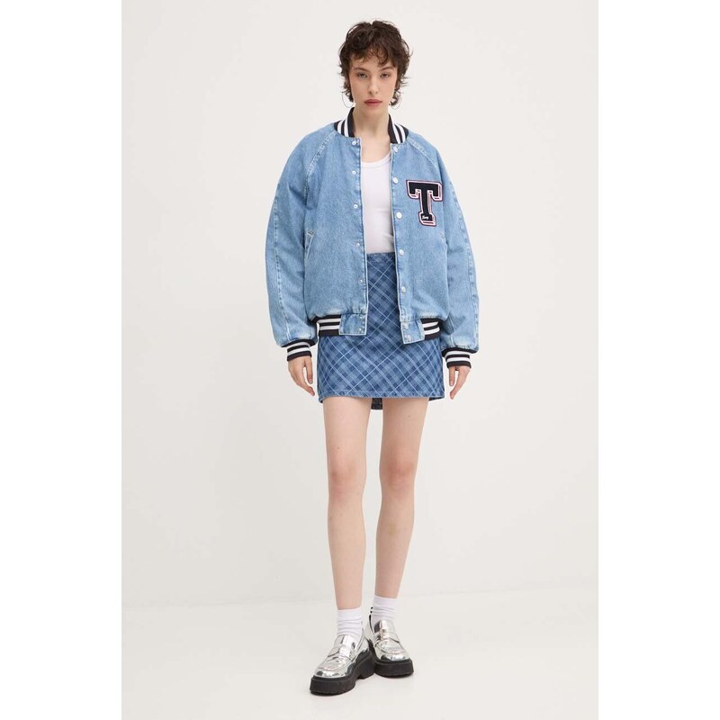 Džínsová bomber bunda Tommy Jeans prechodná, DW0DW18202