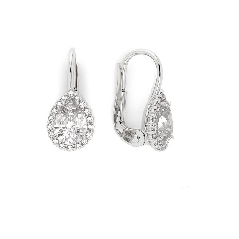 Dámske náušnice z bieleho zlata v tvare slzy 23227/BX 44252583