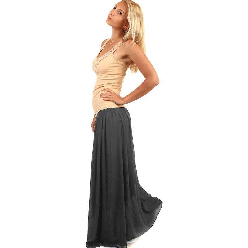 Glara Dámska dlhá jednofarebná maxi sukňa 32083587