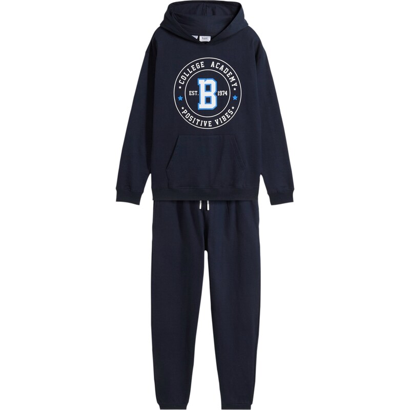 bonprix Mikina a tepláky z mäkkej bavlny (2-dielna sada), farba modrá 56002622