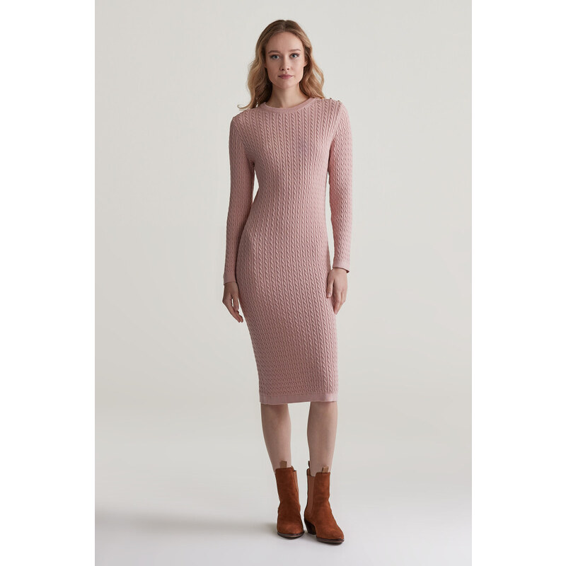 ŠATY GANT MINI CABLE KNIT DRESS DUSTY PINK 56009018