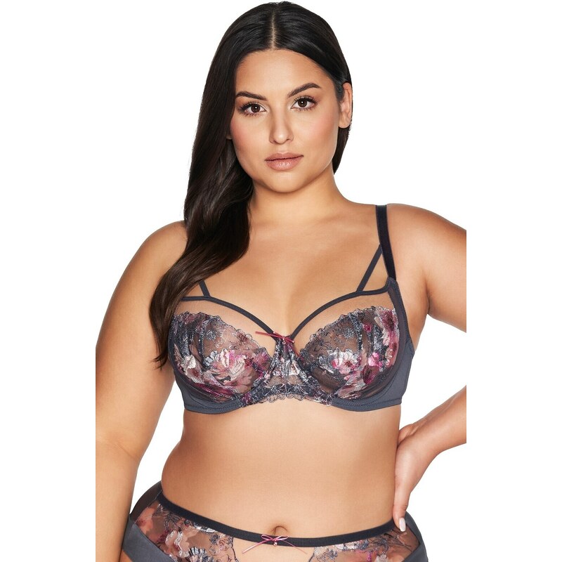 AVA LINGERIE Sivá čipková podprsenka Ava 2123 56217068