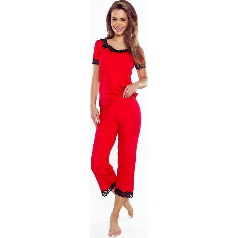 Trojštvrťové pyžamo s čipkou Eldar First Lady Aster Plus kr/r 2XL-3XL 65203314