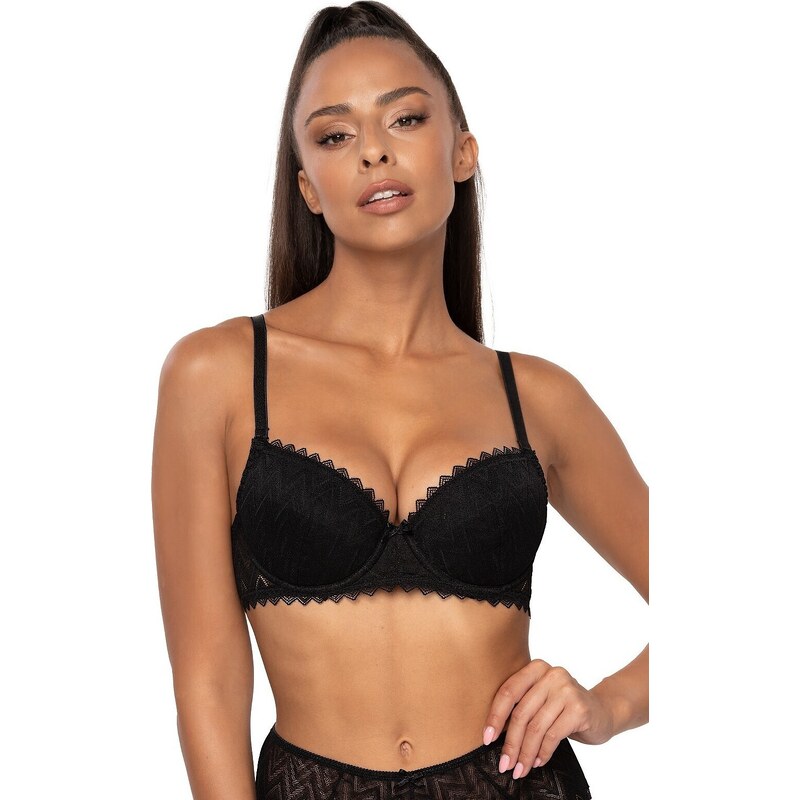 MAT LINGERIE Čierna čipková push up podprsenka Mat Elif M-3802/11 Elif 56217592