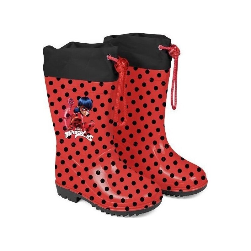 Červené dievčenské gumáky Miraculous Ladybug s bodkami 56217796