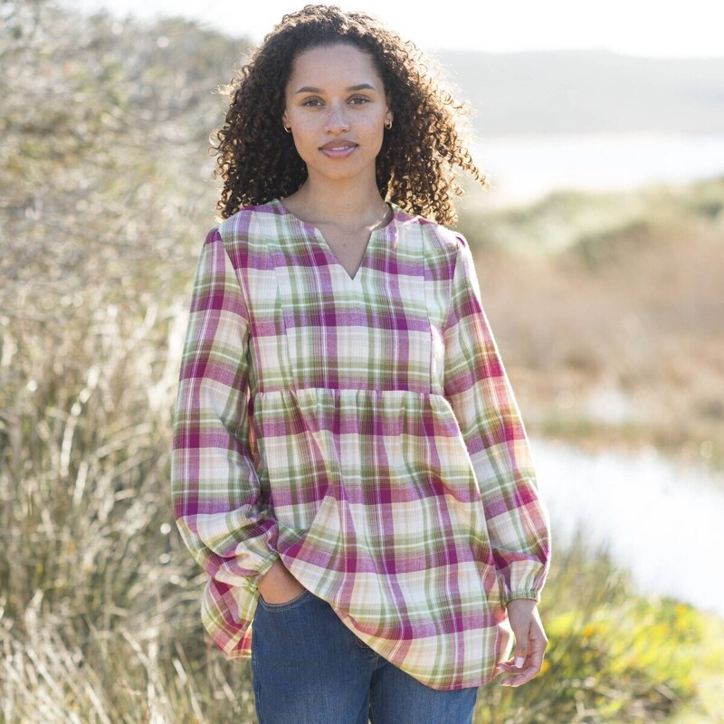 Blúzka flanelová kockovaná purpurová/zelená 056 Blancheporte 56109521