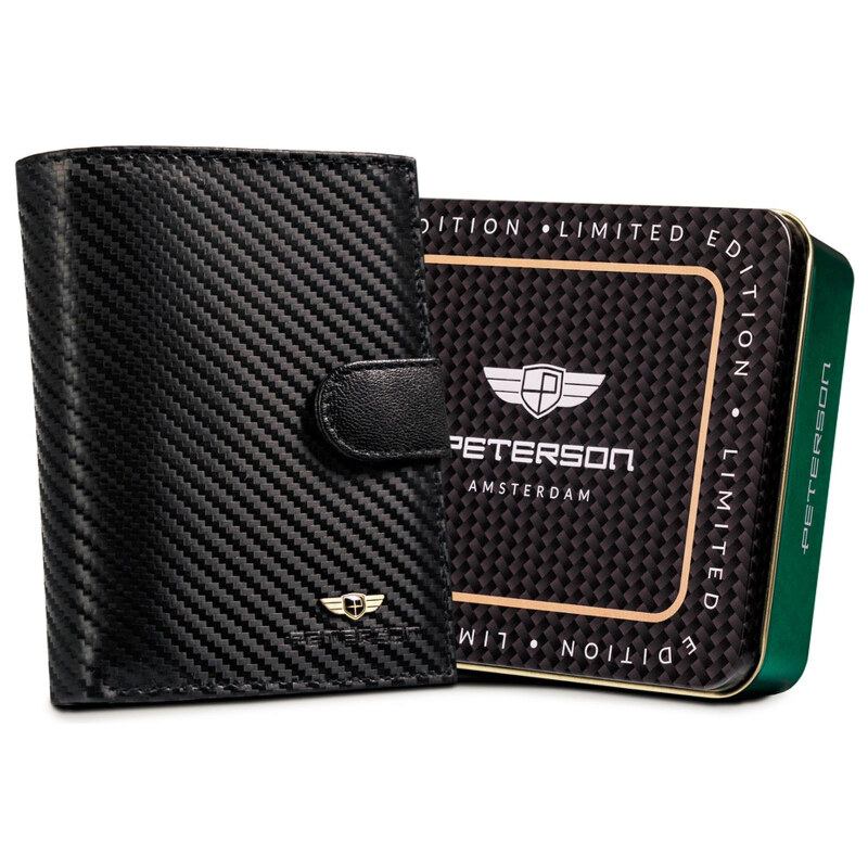 Peterson Kožená pánska karbónová peňaženka s prackou (GPPN438) 56113520