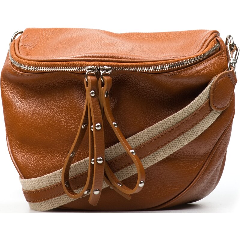 Blaire Kožená crossbody oblička Merle koňakovo hnedá 64987561