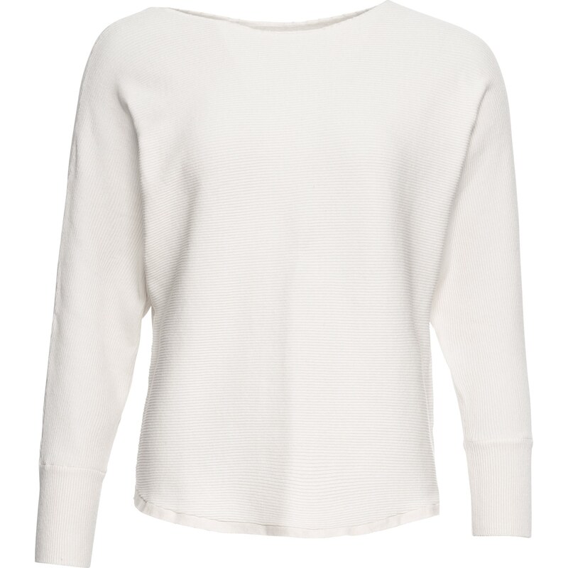 bonprix Oversize vrúbkovaný pulóver, farba biela 44733924