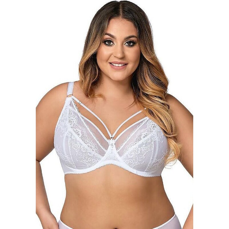 AVA LINGERIE Biela čipková podprsenka Ava 1824 White Maxi 56216977