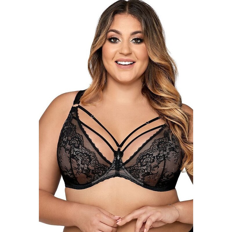 AVA LINGERIE Čierna čipková podprsenka Ava 1824 Black 56216979