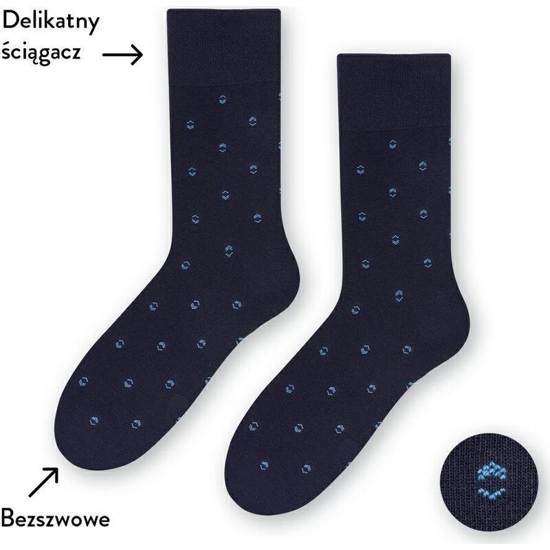 BASIC Tmavomodré pánske ponožky k obleku so vzormi Art.056 HC219, NAVY 56217893