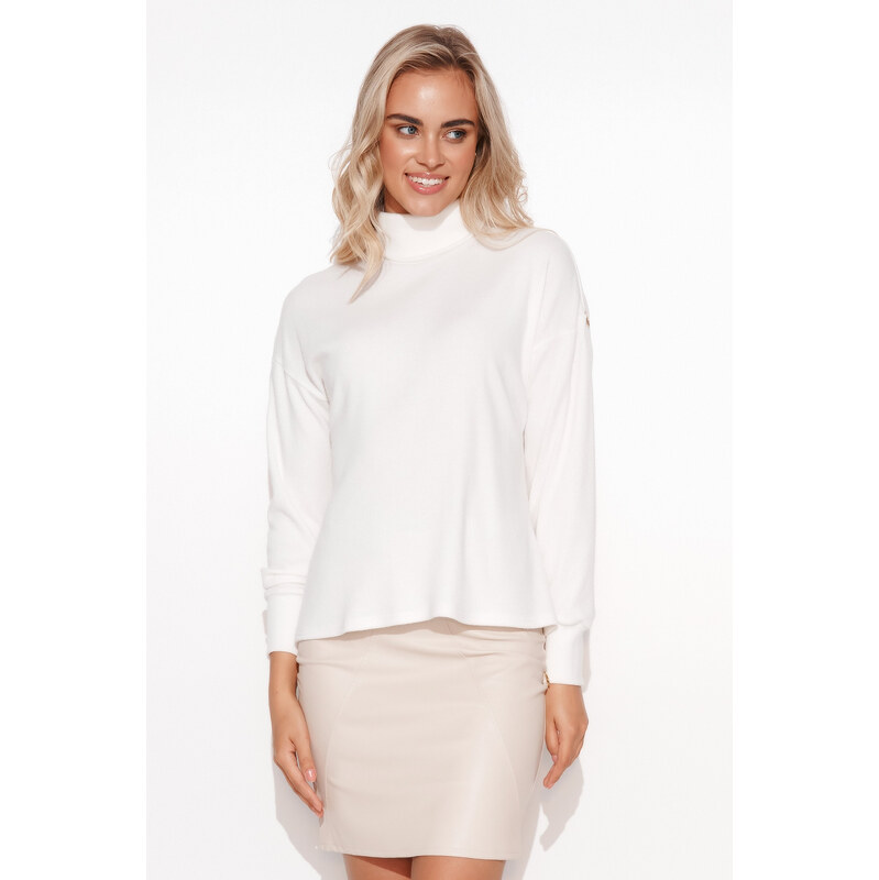 Makadamia Dámsky rolák z mäkkej rebrovanej pleteniny M761 | smotanová 56262297