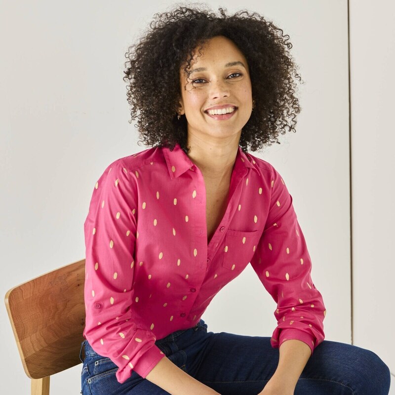 Košeľová blúzka so zlatou potlačou ružová/zlatá 056 Blancheporte 56290242