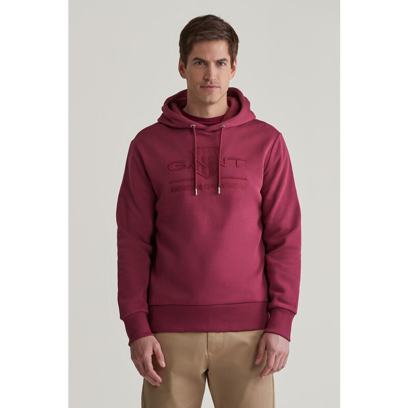 MIKINA GANT REG TONAL SHIELD HOODIE RICH WINE 56322933