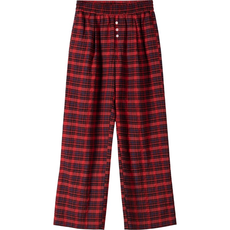 Bershka Plisované nohavice tmavomodrá / červená / čierna 57196861