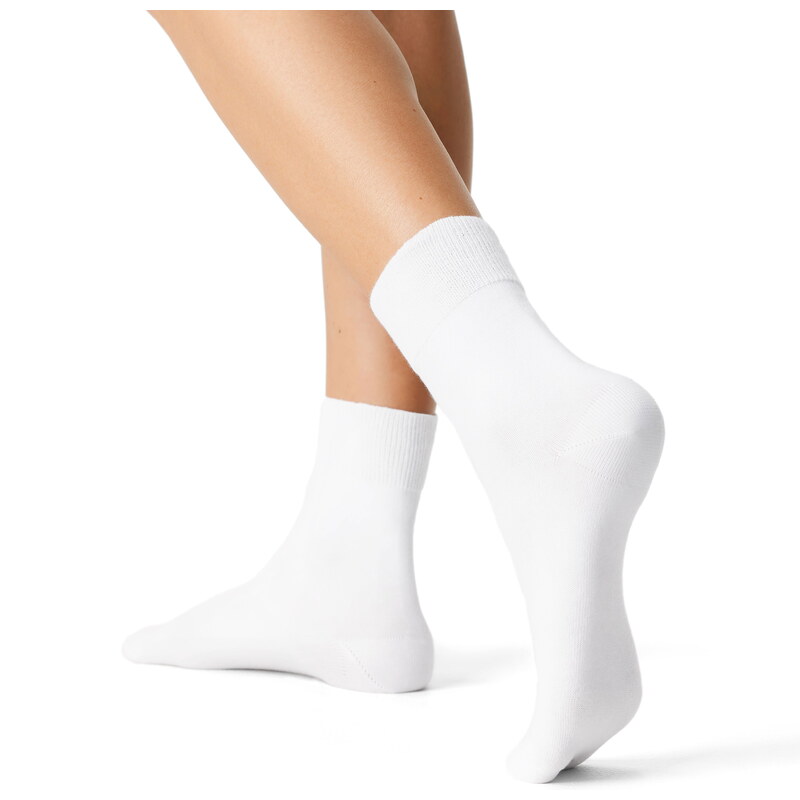 Vlnka Bavlnené ponožky s voľným lemom biela 65383017