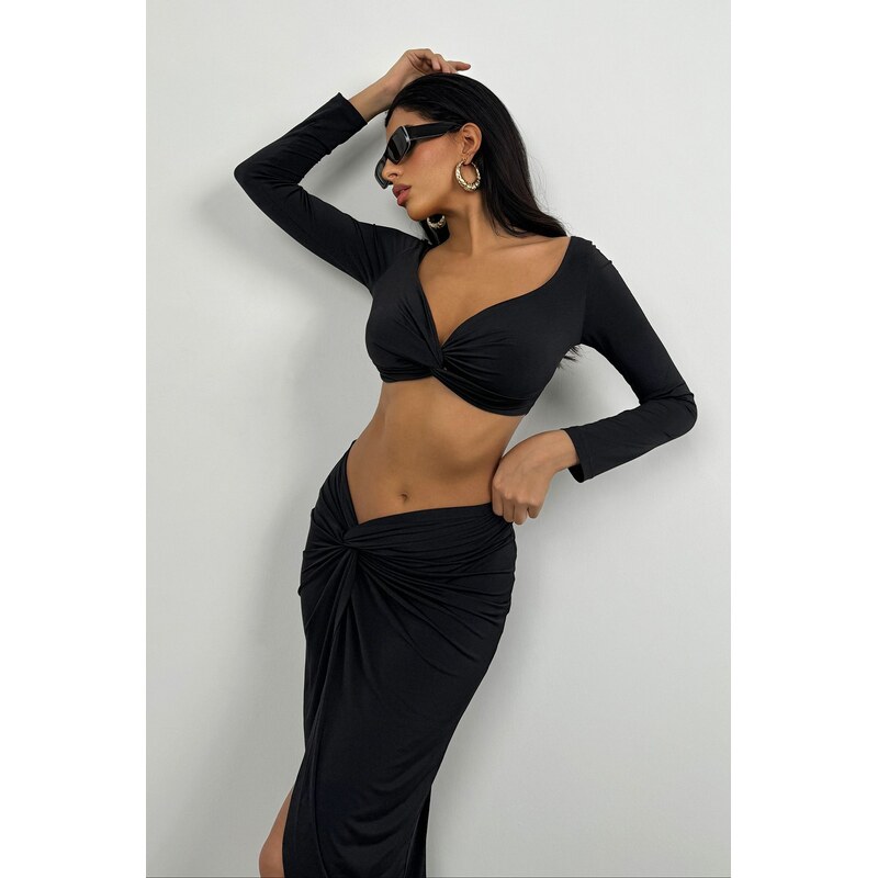 Trendyol Black Crop Knitted Blouse 56019109