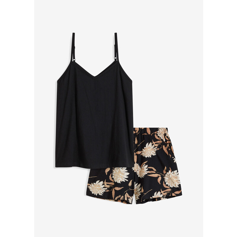 bonprix Krátke pyžamo z čistej bavlny, farba čierna 56356332