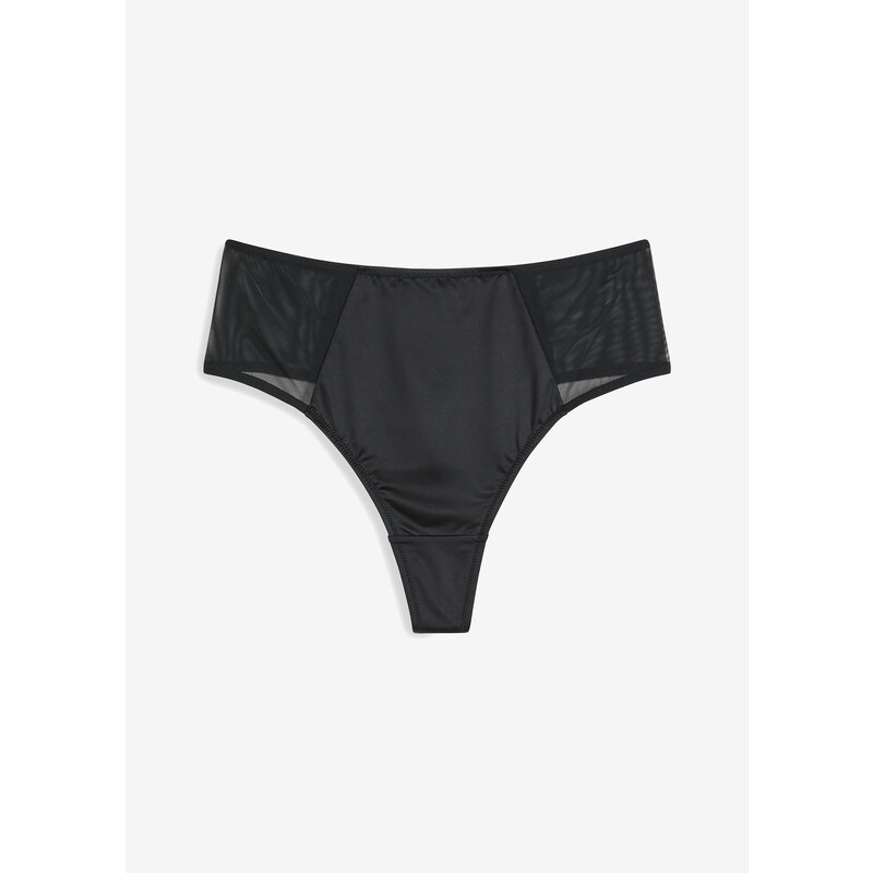 bonprix Stringové nohavičky so sieťovinovými časťami, farba čierna 56356378