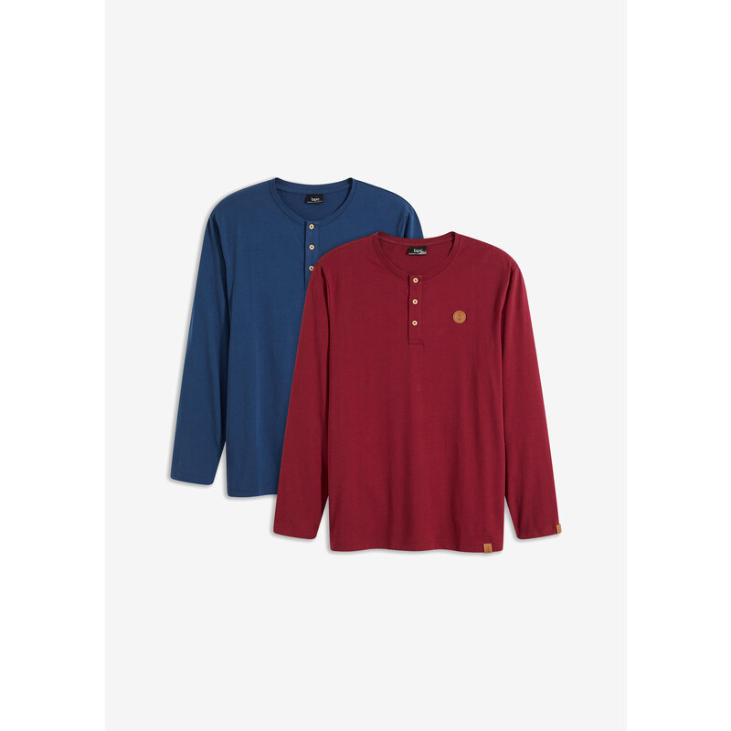 bonprix Tričko s dlhým rukávom (2 ks) z čistej bio bavlny, farba modrá 56356602