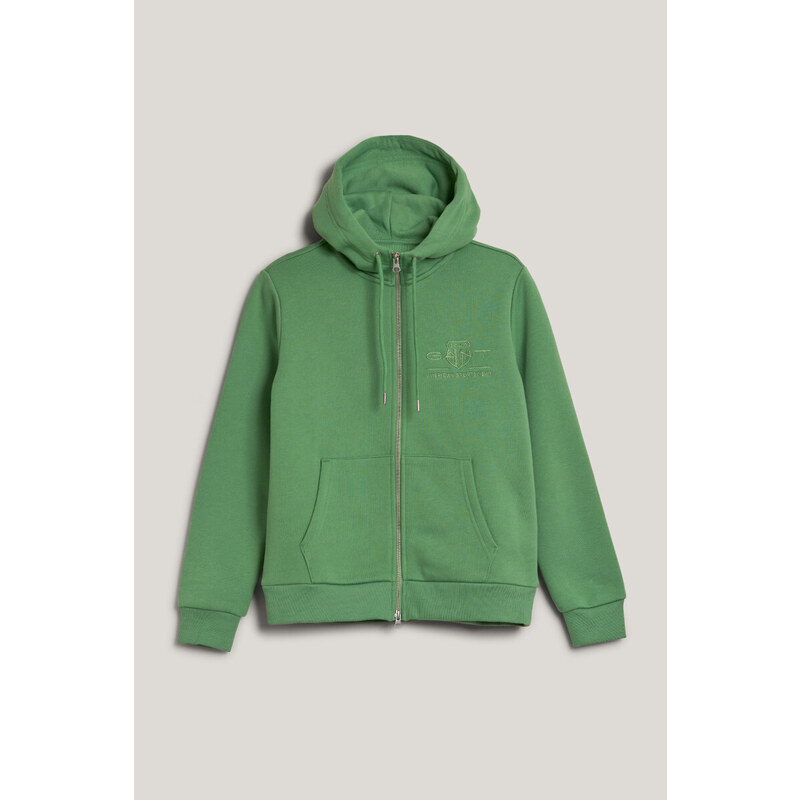 MIKINA GANT REG TONAL SHIELD ZIP HOODIE DUSTY GREEN 52426794