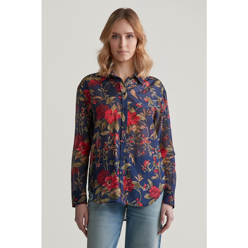 KOŠEĽA GANT REL ROSE PRINT COT SILK SHIRT CLASSIC BLUE 56361779