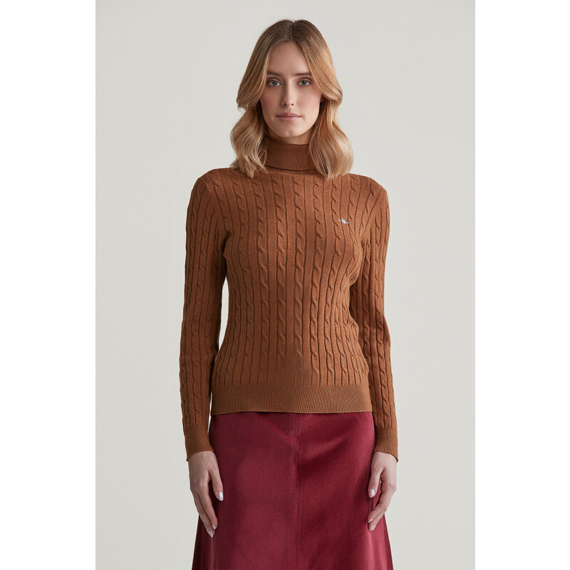 ROLÁK GANT STRETCH COTTON CABLE TURTLENECK CACAO 56361786