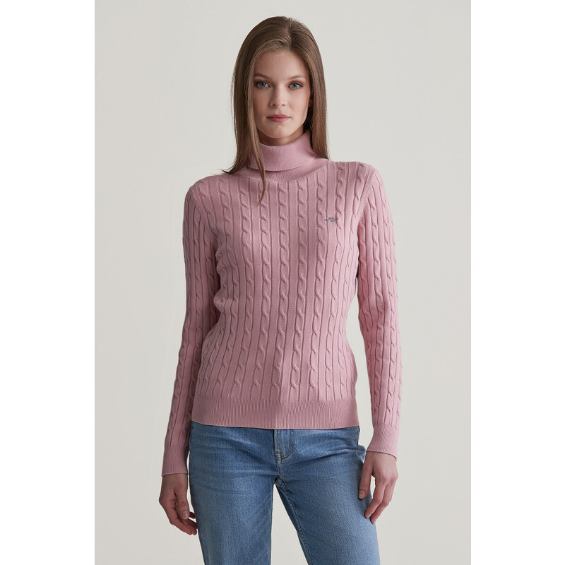 ROLÁK GANT STRETCH COTTON CABLE TURTLENECK DUSTY PINK 56361787