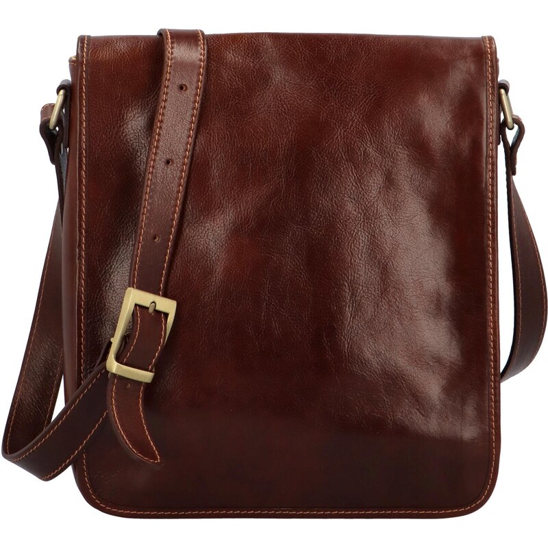 Delami Vera Pelle Pánska kožená crossbody taška Abua, hnedá 67438797