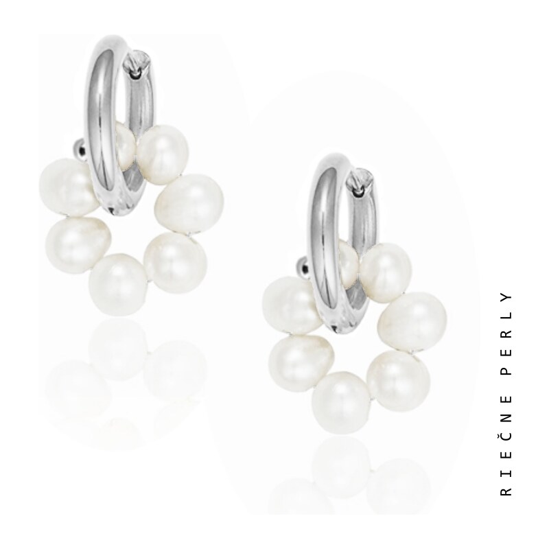 Taboo kruhové náušnice Atlantis, prírodné, riečne, biele perly tba131 56432001