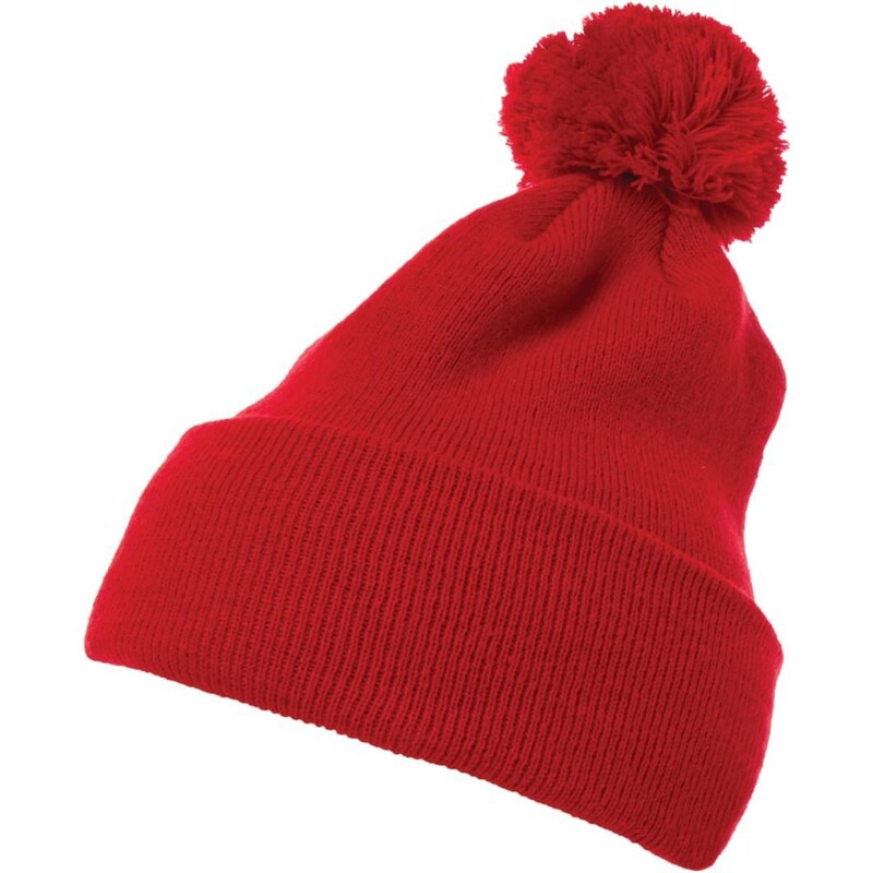 Flexfit Pom Pom Knit hat with cuff red 56466497