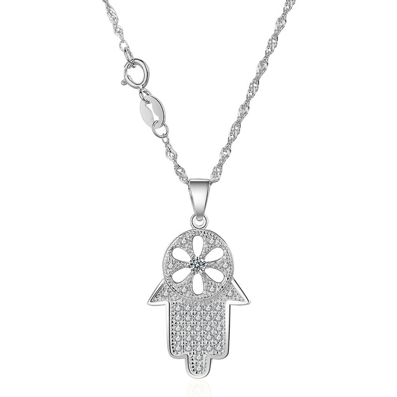 MAJYA Strieborný prívesok s retiazkou HAMSA 11056 64582045