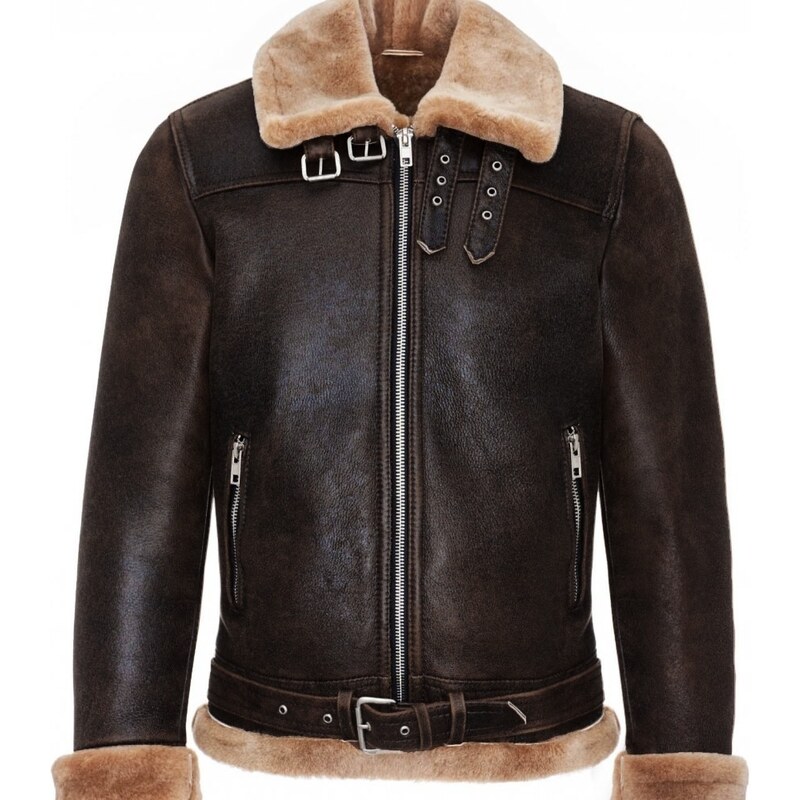 Sikora Pánska kožušinová bunda Liam - hnedá antik/béžový baránok 56471464