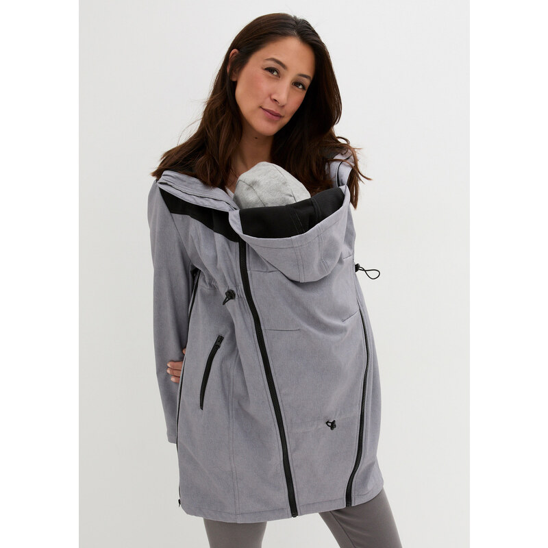 bonprix Softshellová materská bunda 3 v 1, farba šedá 44732777