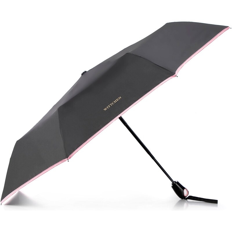 Wittchen Automatický dáždnik s ozdobným lemovaním čierno-ružový PA-7 56506274