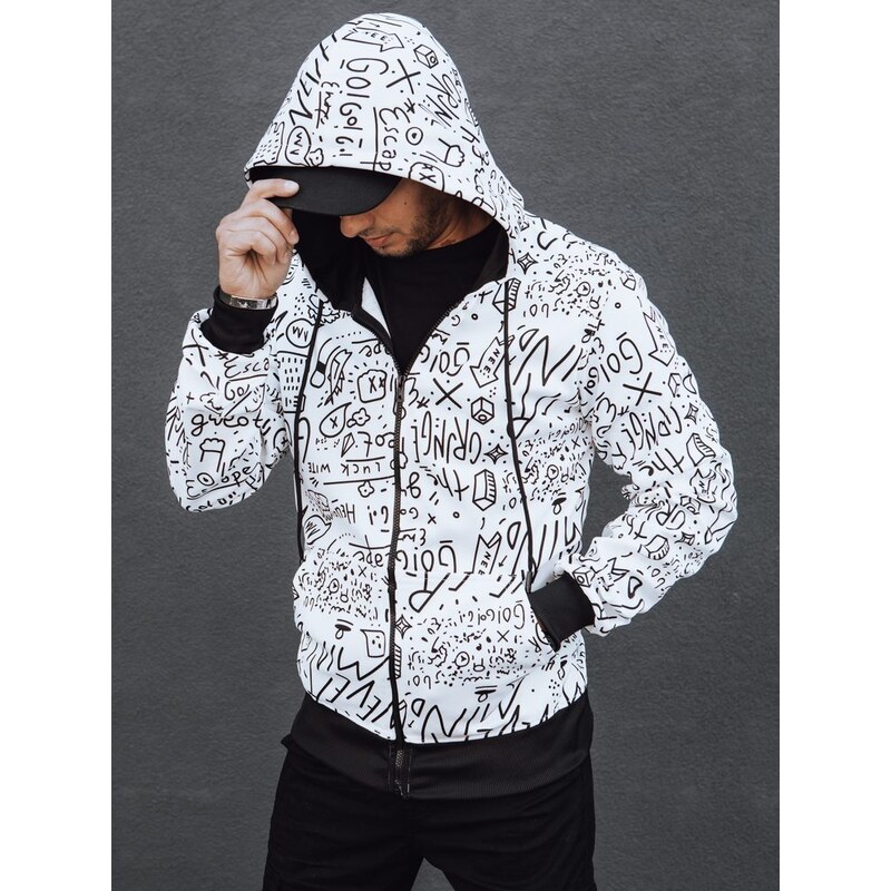 Dstreet Biela pánska mikina so zaujímavou potlačou 56541062