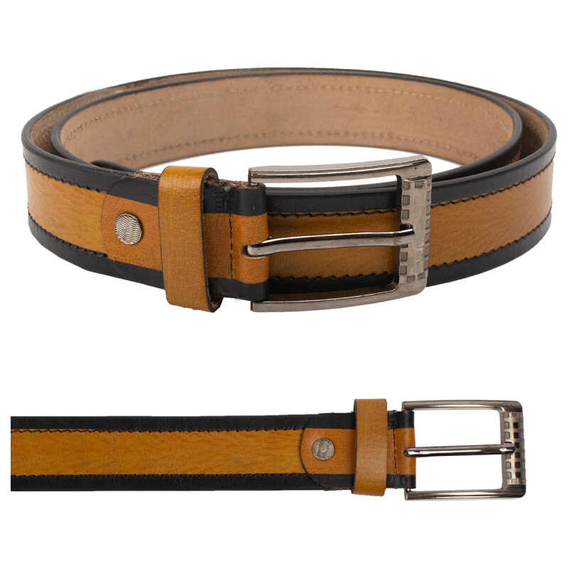 Pánsky Kožený Dvojfarebný Opasok Buffalo 3,5cm hnedý 61807664