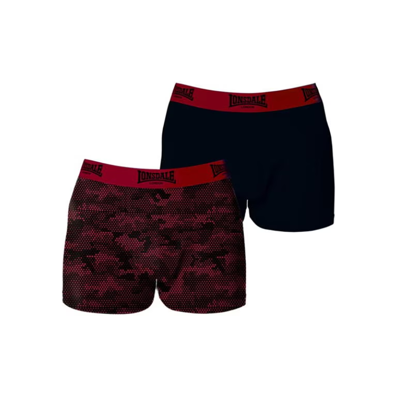 Lonsdale Prémiové Pánske Trenky onsdale 2ks červená kamufláž 56585302