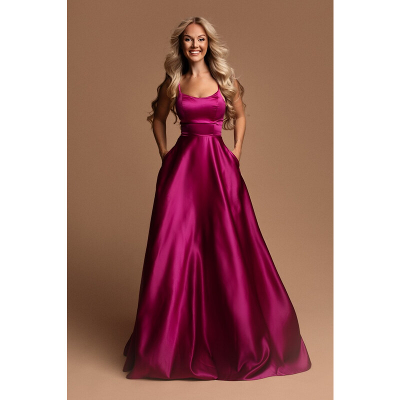 miadresses.sk Cyklámenové spoločenské šaty na ramienka 56585491