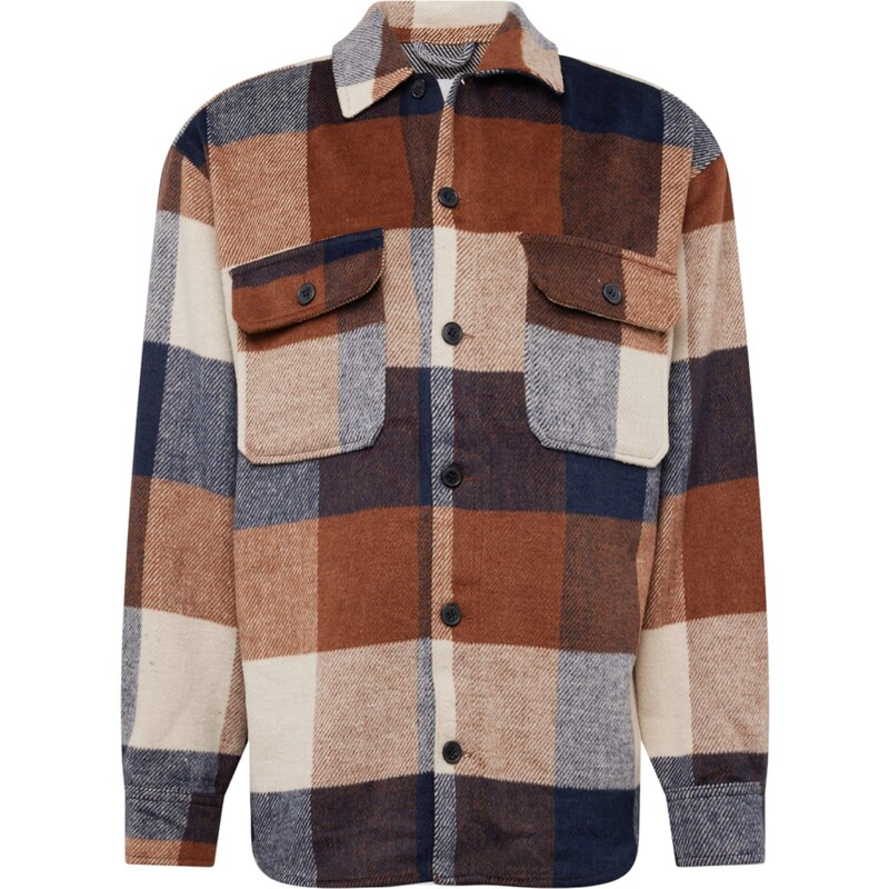 JACK & JONES Košeľa JJEBradley Ollie námornícka modrá / koňaková / 56606083