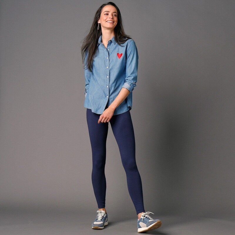 Jednofarebné legíny s pružným pásom námornícka modrá 040 Blancheporte 56607493