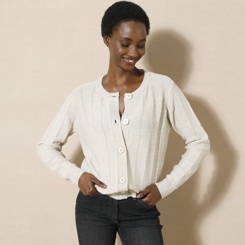 Sveter s efektom pruhov béžový melír 040 Blancheporte 56607498