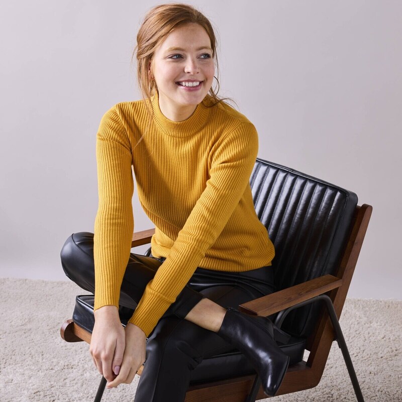 Vrúbkovaný pulóver so stojačikom kari 040 Blancheporte 56607515