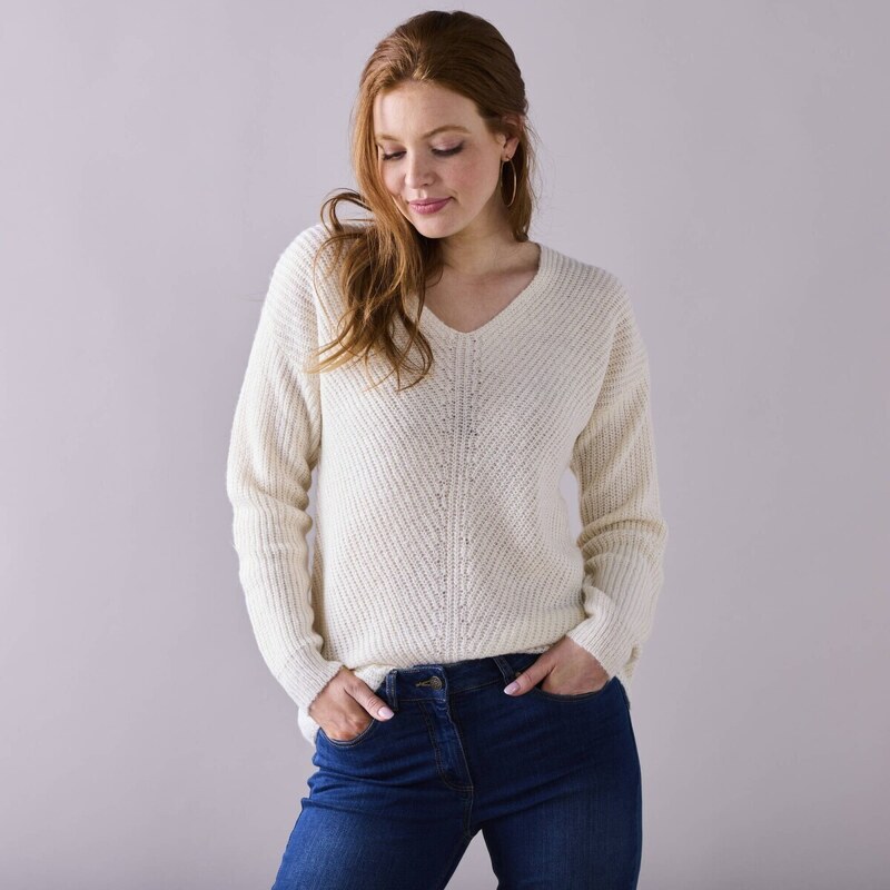 Pulóver s výstrihom do V ražná 036 Blancheporte 56607730