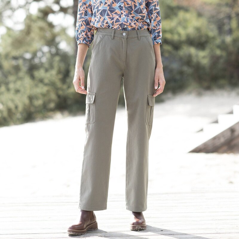 Rovné cargo nohavice khaki 038 Blancheporte 56607744