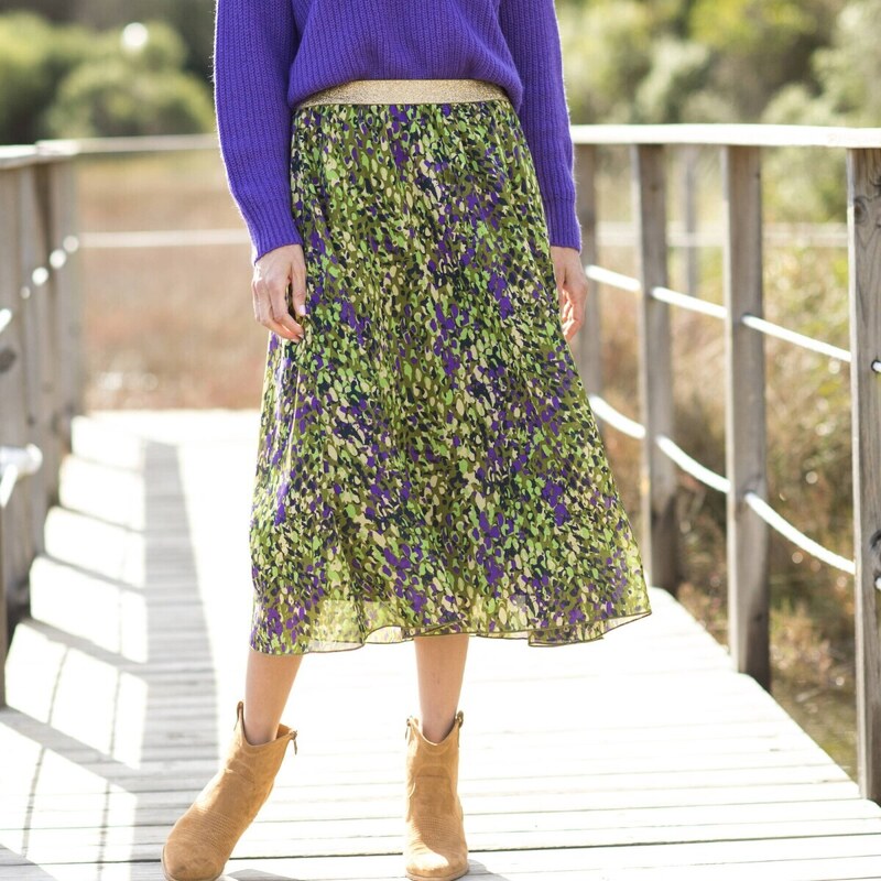 Dlhá sukňa s potlačou zelená 050 Blancheporte 56607836