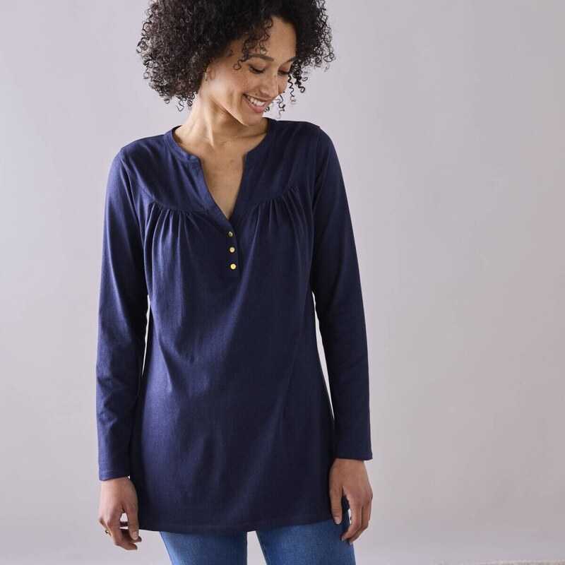 Jednofarebná tunika s dlhými rukávmi nám. modrá 040 Blancheporte 56607921